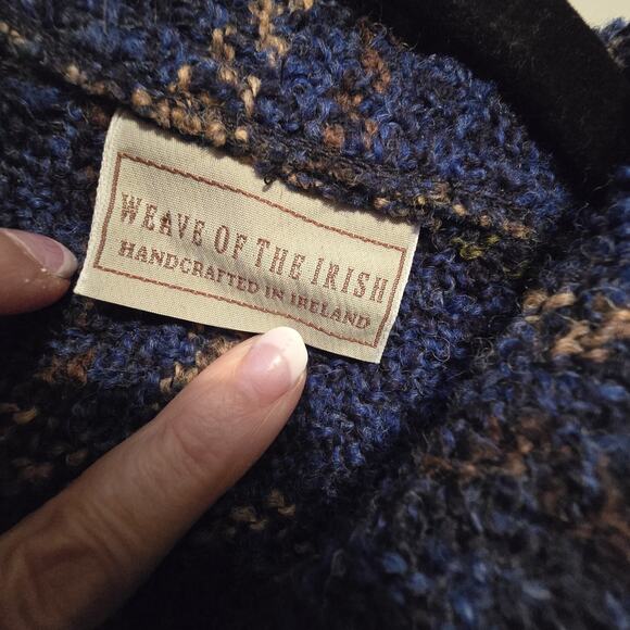 Weave Of The Irish Plaid Wool Jacket Women LG Blue Tweed Preppy Academia Classic - Picture 5 of 14